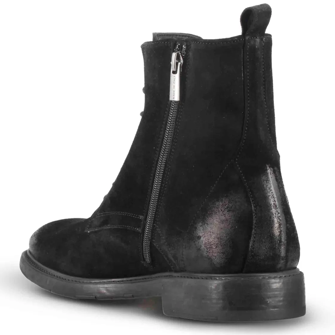 Sale Leonardo Shoes Stivaletti Da Uomo In Vera Pelle Scamosciata Colore Effetto Vintage Nero