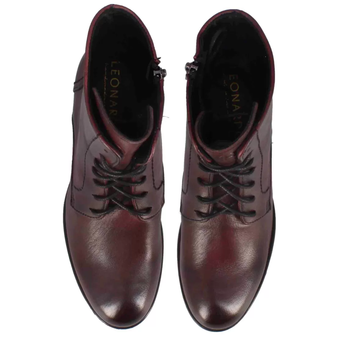 Online Leonardo Shoes Stivaletto Anfibio Altezza Sopra La Caviglia Da Donna In Vera Pelle Colore Bordeaux