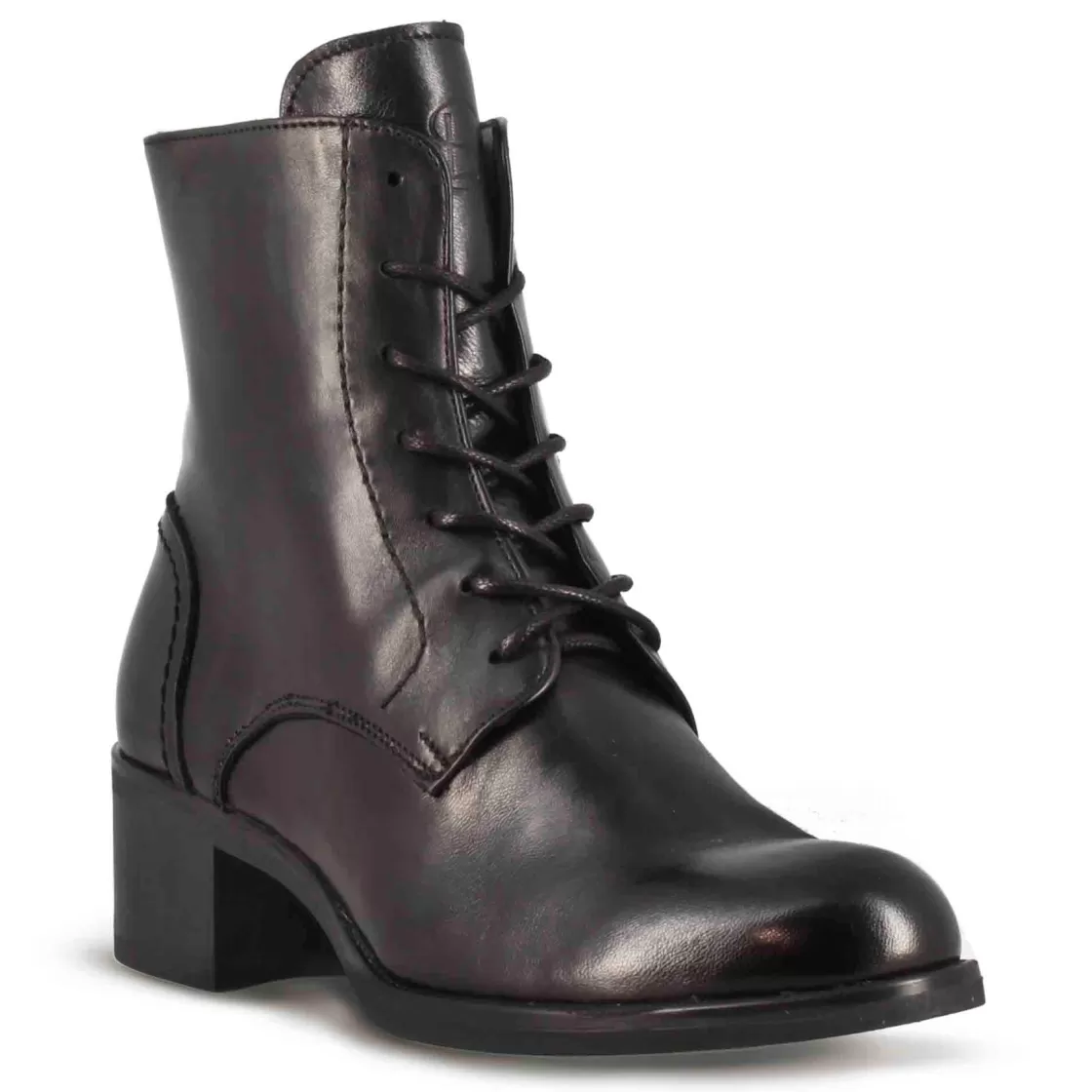 Flash Sale Leonardo Shoes Stivaletto Anfibio Altezza Sopra La Caviglia Da Donna In Vera Pelle Colore Nero