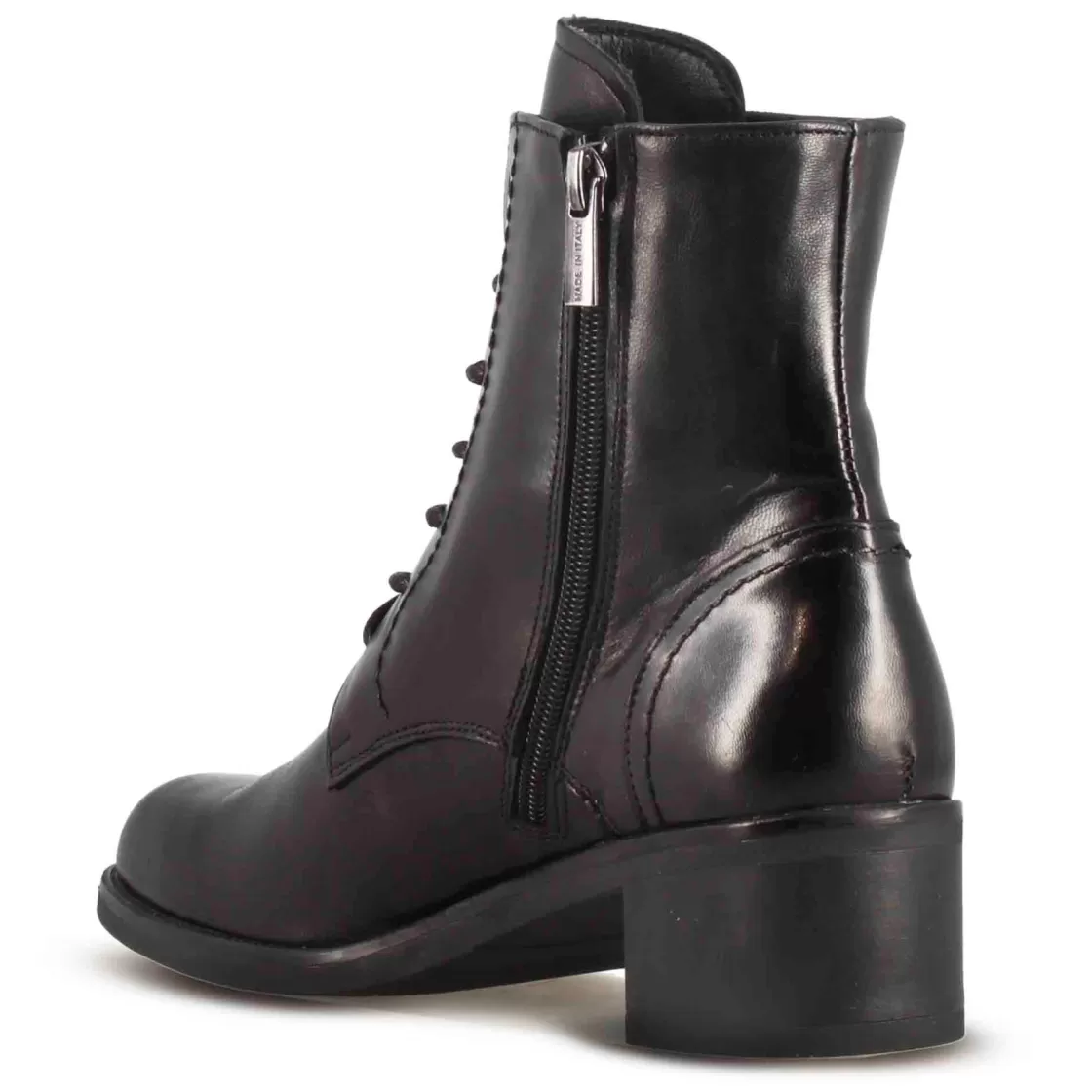 Flash Sale Leonardo Shoes Stivaletto Anfibio Altezza Sopra La Caviglia Da Donna In Vera Pelle Colore Nero