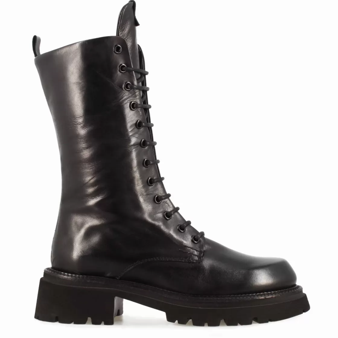 Hot Leonardo Shoes Stivaletto Anfibio Da Donna In Vera Pelle Colore Con Allacciatura Nero