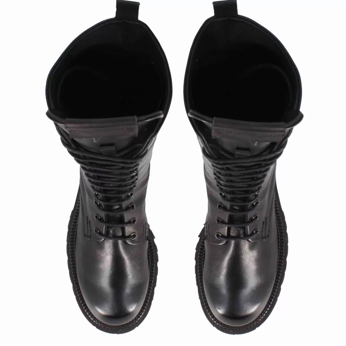 Hot Leonardo Shoes Stivaletto Anfibio Da Donna In Vera Pelle Colore Con Allacciatura Nero