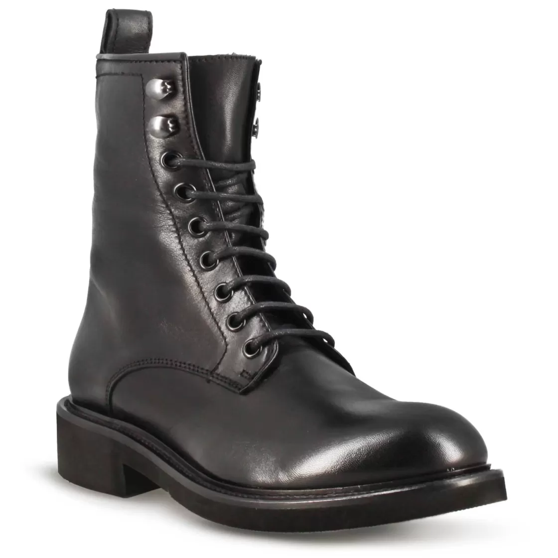 Clearance Leonardo Shoes Stivaletto Anfibio Da Donna In Vera Pelle Colore Fatto A Mano Nero