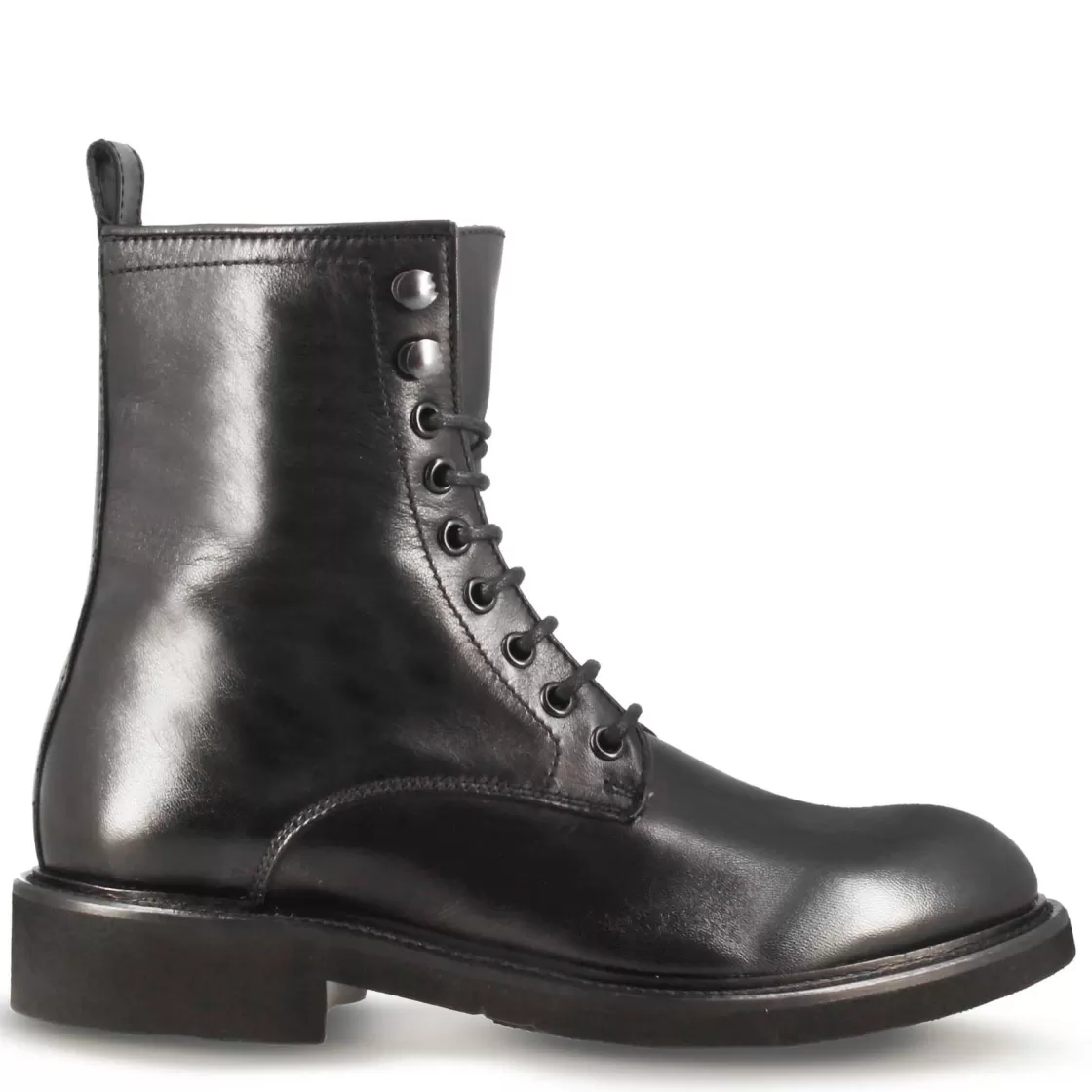 Clearance Leonardo Shoes Stivaletto Anfibio Da Donna In Vera Pelle Colore Fatto A Mano Nero