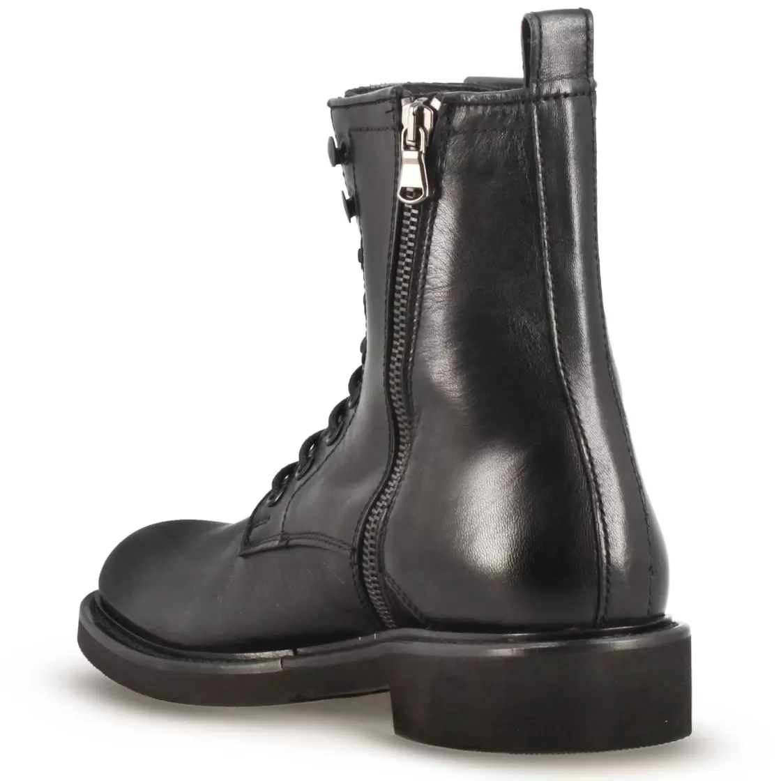 Clearance Leonardo Shoes Stivaletto Anfibio Da Donna In Vera Pelle Colore Fatto A Mano Nero