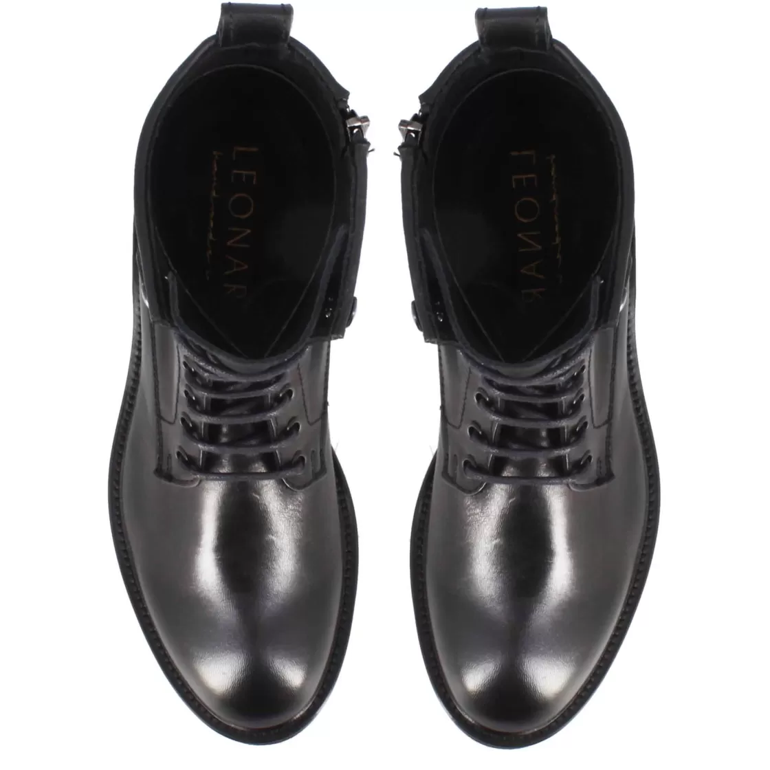 Clearance Leonardo Shoes Stivaletto Anfibio Da Donna In Vera Pelle Colore Fatto A Mano Nero