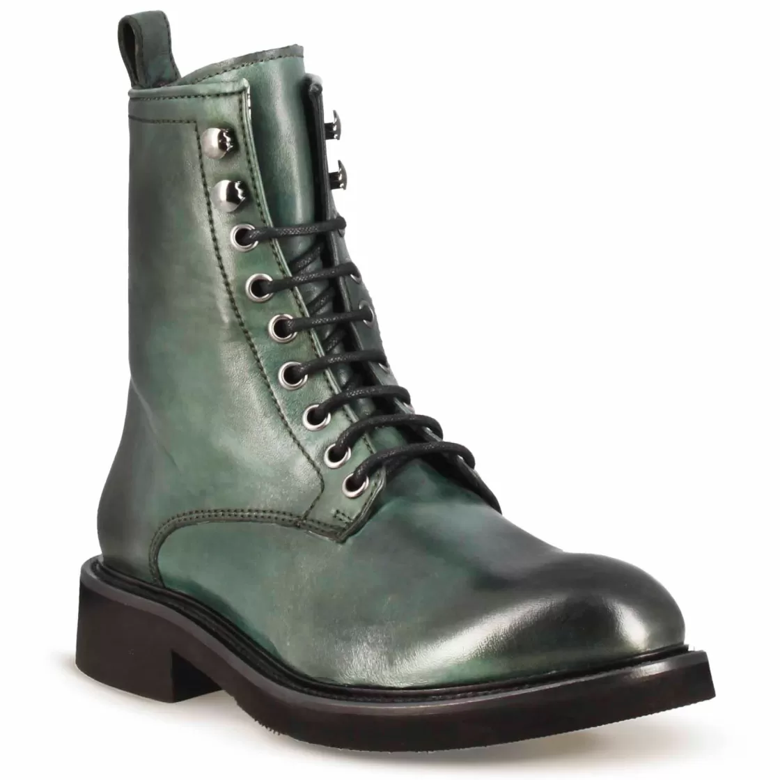 Flash Sale Leonardo Shoes Stivaletto Anfibio Da Donna In Vera Pelle Colore Fatto A Mano Verde