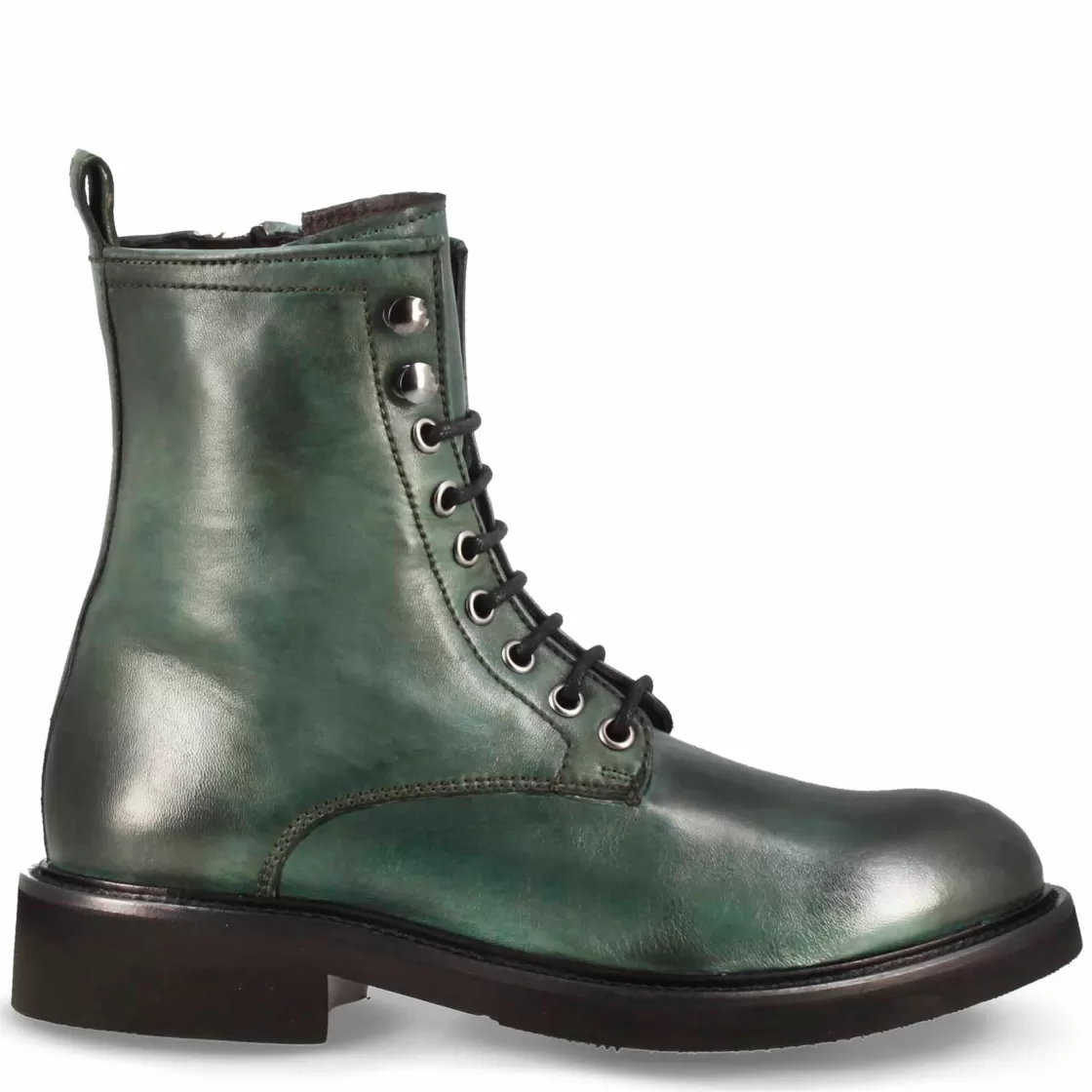Flash Sale Leonardo Shoes Stivaletto Anfibio Da Donna In Vera Pelle Colore Fatto A Mano Verde