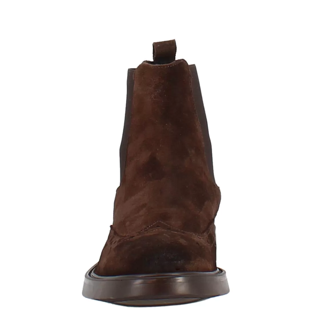 Shop Leonardo Shoes Stivaletto Chelsea In Pelle Scamosciata Colore Con Fondo Gomma Marrone