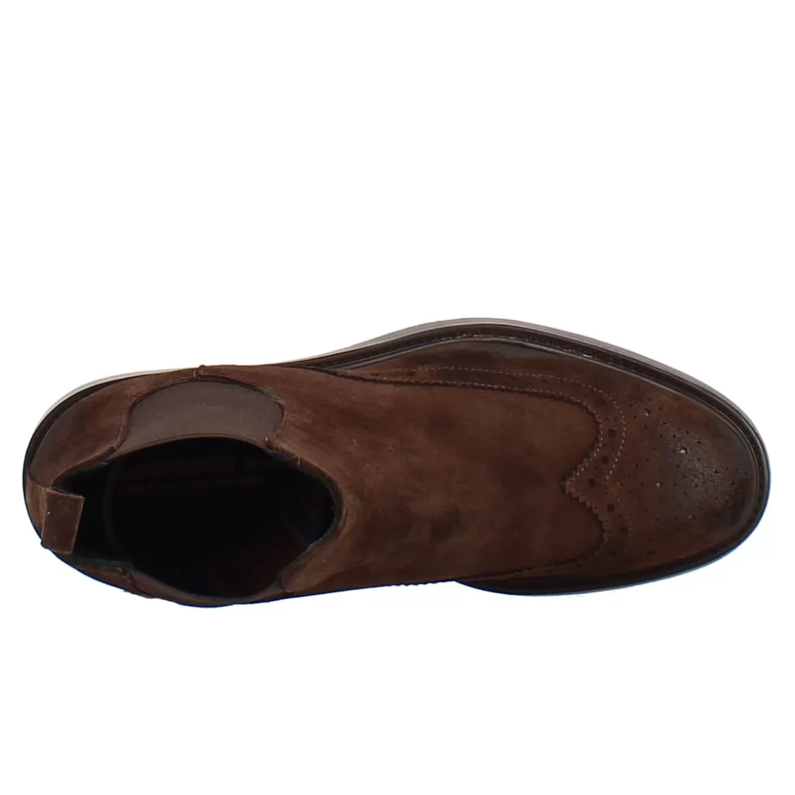 Shop Leonardo Shoes Stivaletto Chelsea In Pelle Scamosciata Colore Con Fondo Gomma Marrone