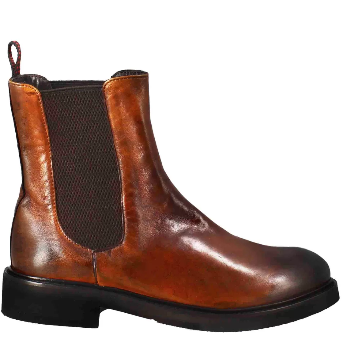 Cheap Leonardo Shoes Stivaletto Chelsea Paupa Da Donna In Pelle Lavata Cuoio Scuro Marrone