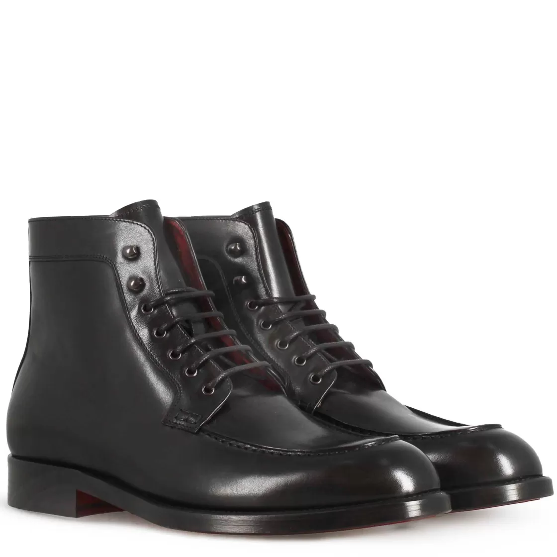 Cheap Leonardo Shoes Stivaletto Con Allacciatura Alla Caviglia Da Uomo In Pelle Liscia Colore Nero