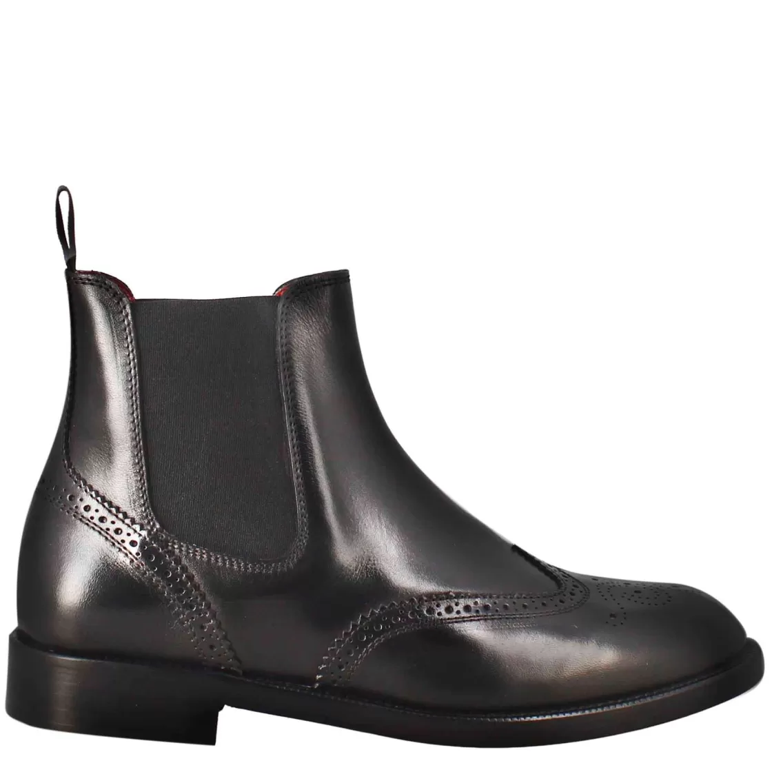 Store Leonardo Shoes Stivaletto Da Donna Chelsea Con Dettagli Brogue In Pelle Colore Nero