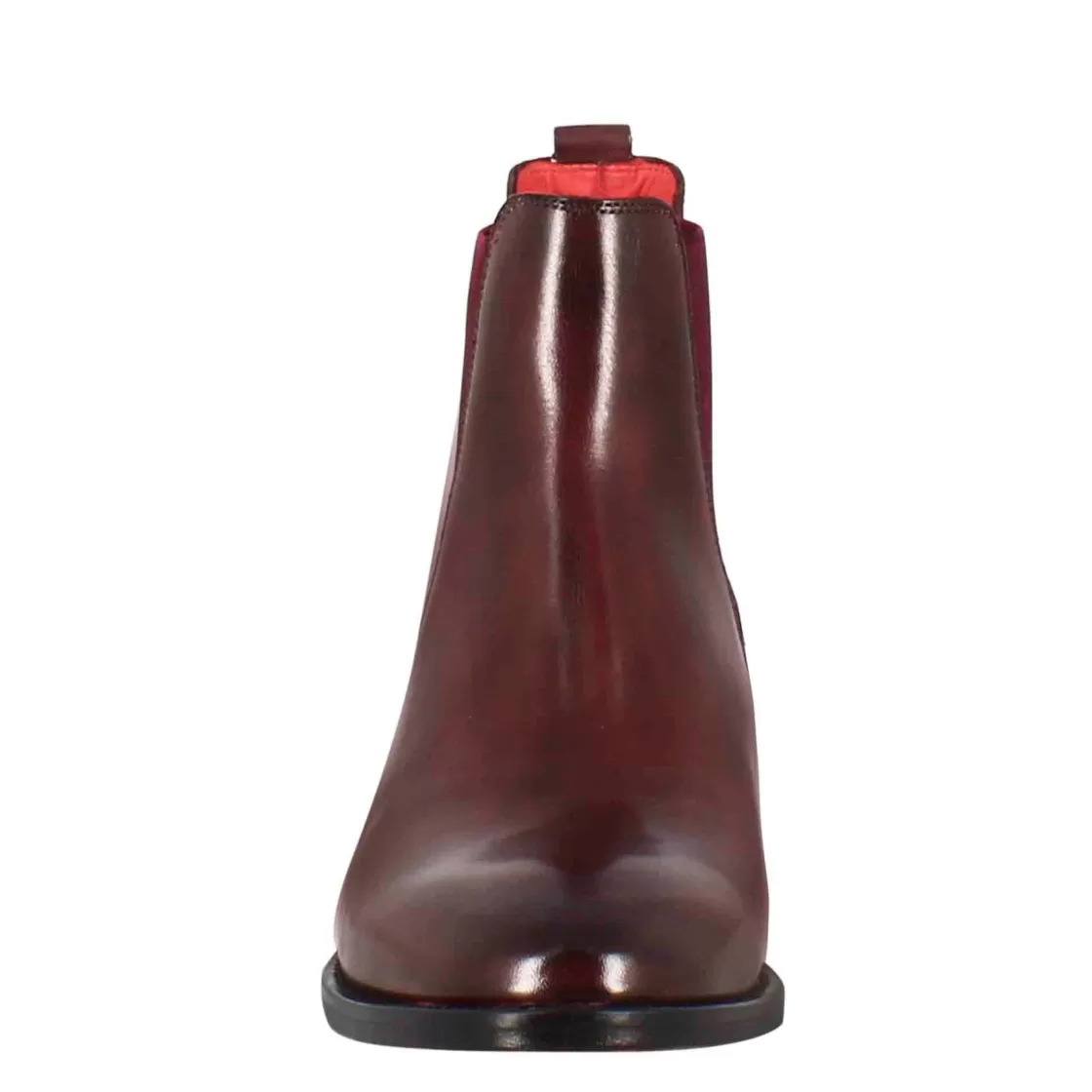 New Leonardo Shoes Stivaletto Da Donna Chelsea Liscio Con Tacco Medio In Pelle Colore Bordeaux
