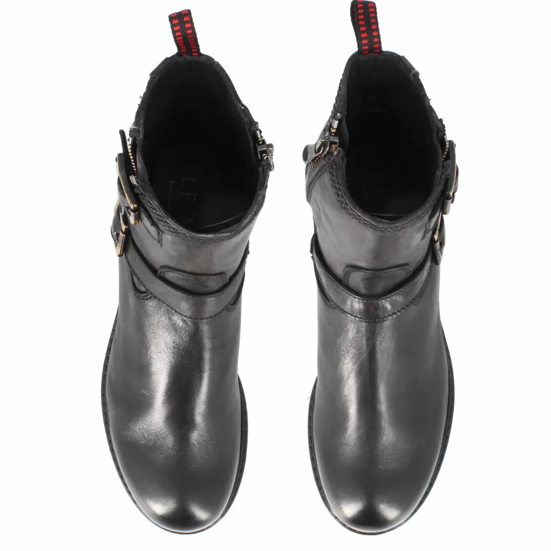 Cheap Leonardo Shoes Stivaletto Da Donna Con Doppia Fibbia In Vera Pelle Colore Nero