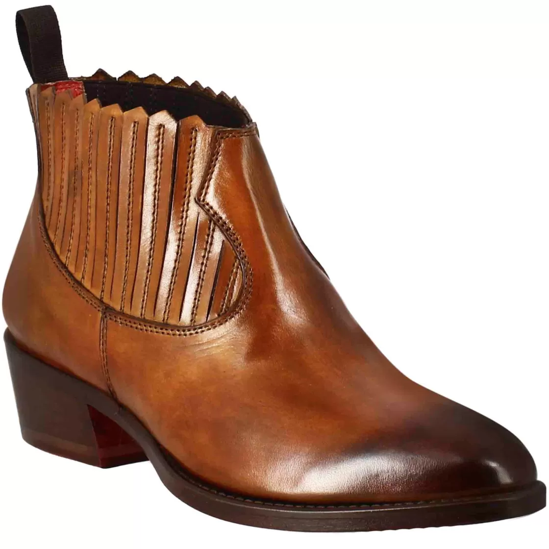 Cheap Leonardo Shoes Stivaletto Da Donna Con Ritagli Al Collo In Pelle Colore Chiaro Marrone