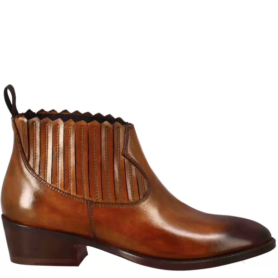 Cheap Leonardo Shoes Stivaletto Da Donna Con Ritagli Al Collo In Pelle Colore Chiaro Marrone