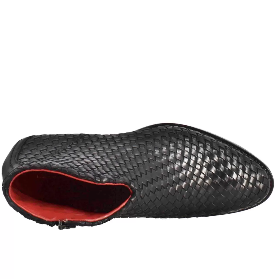 Discount Leonardo Shoes Stivaletto Da Donna Con Tacco Medio In Pelle Intrecciata Colore Nero