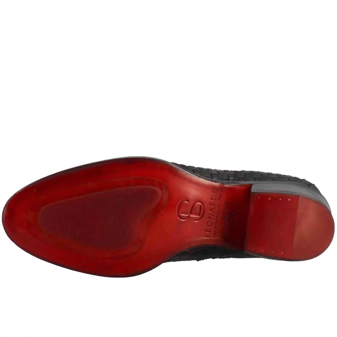 Discount Leonardo Shoes Stivaletto Da Donna Con Tacco Medio In Pelle Intrecciata Colore Nero