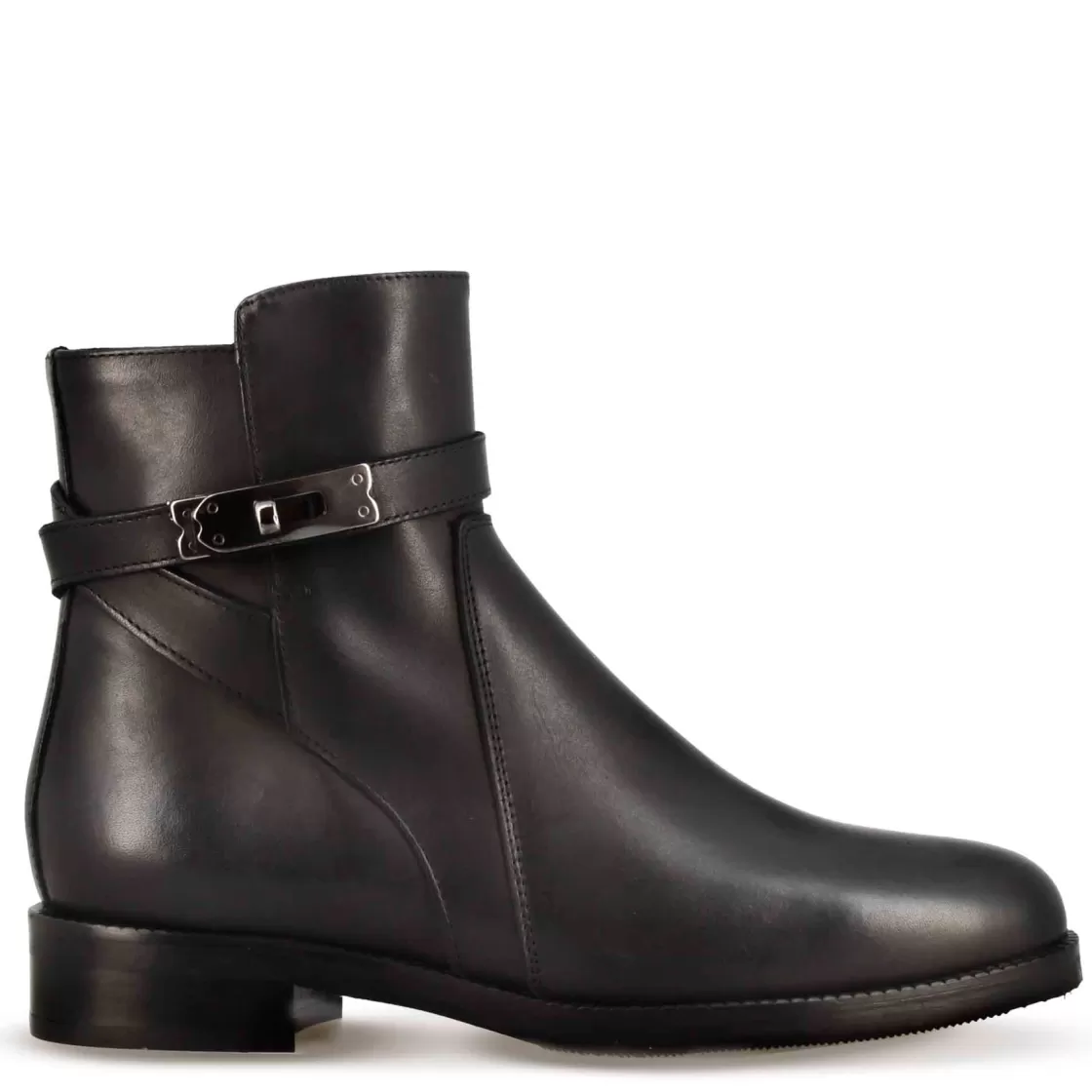 Cheap Leonardo Shoes Stivaletto Da Donna In Pelle Colore Con Fibbia Decorativa Alla Caviglia Nero