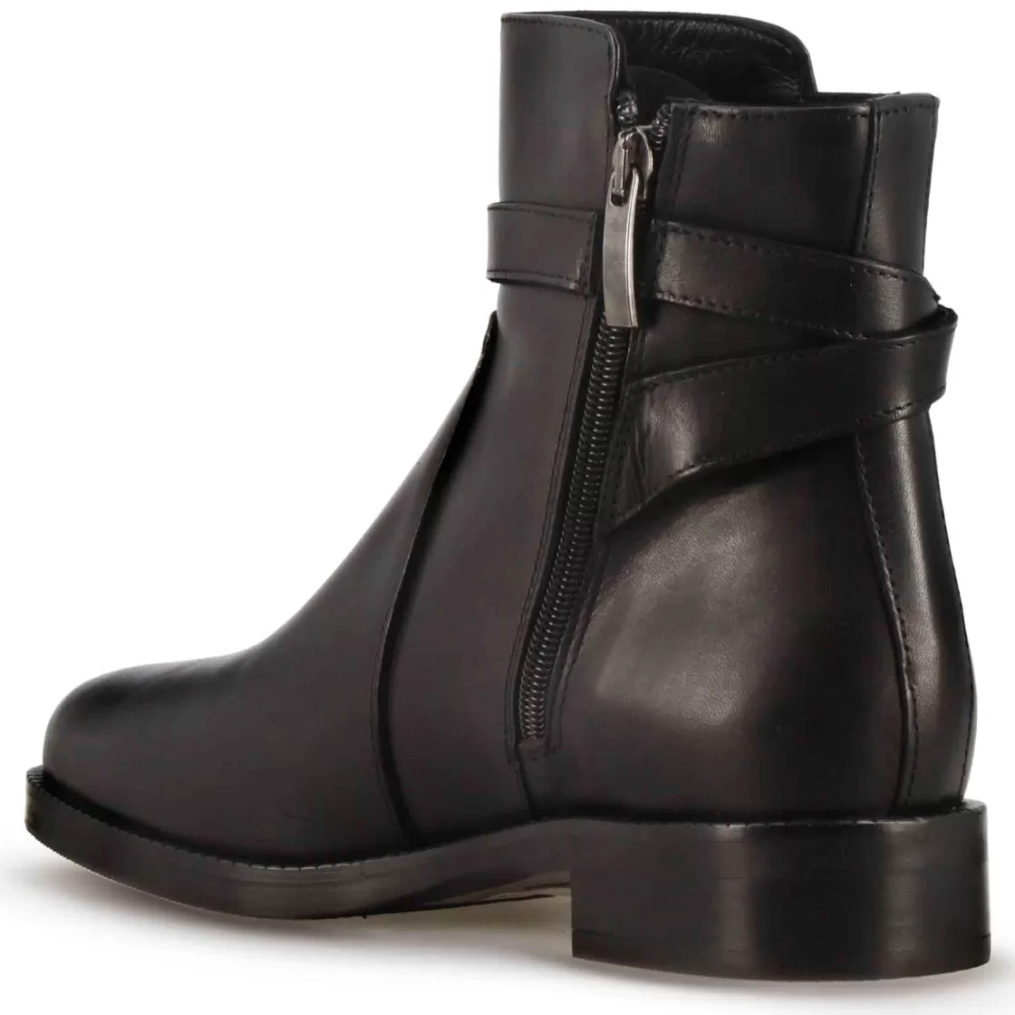 Cheap Leonardo Shoes Stivaletto Da Donna In Pelle Colore Con Fibbia Decorativa Alla Caviglia Nero