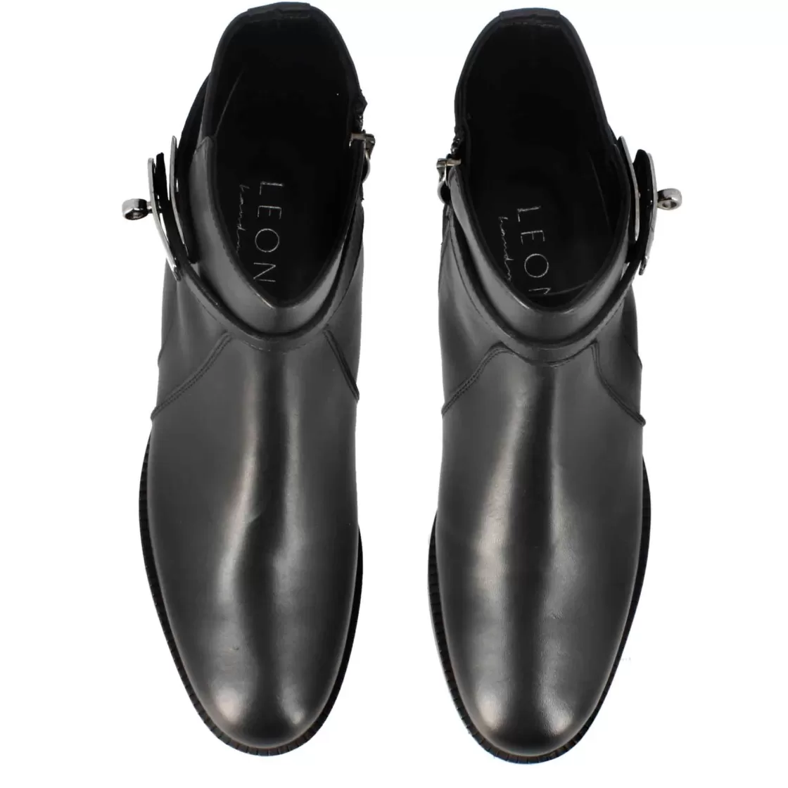 Cheap Leonardo Shoes Stivaletto Da Donna In Pelle Colore Con Fibbia Decorativa Alla Caviglia Nero