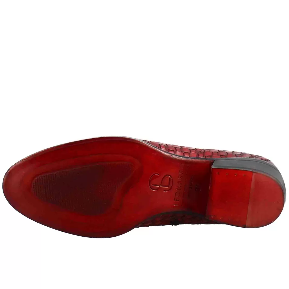 Cheap Leonardo Shoes Stivaletto Da Donna In Pelle Intrecciata Con Tacco Medio Colore Rosso