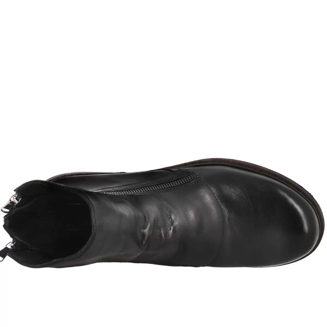 Discount Leonardo Shoes Stivaletto Da Donna In Pelle Lavata Colore Con Doppia Zip Nero