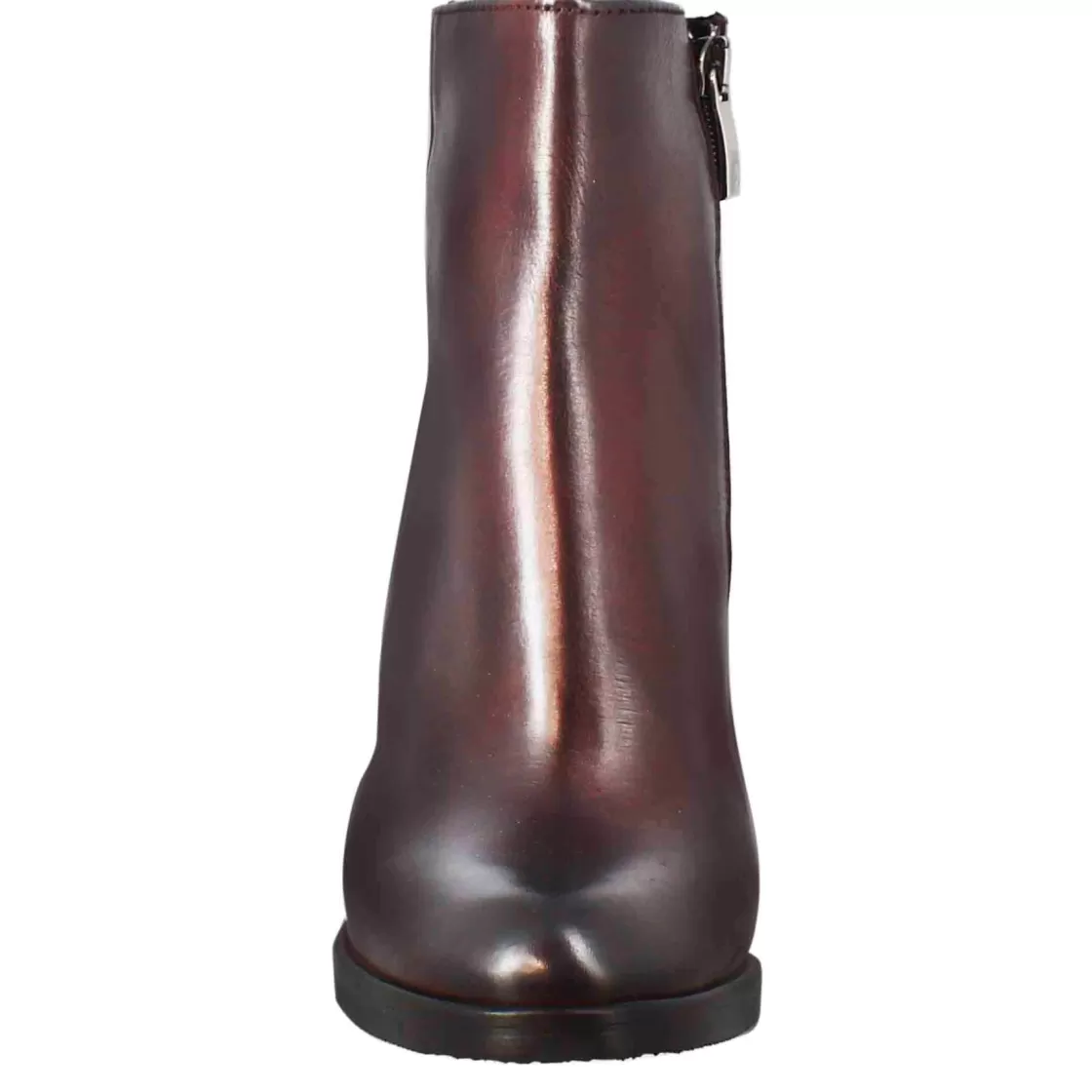 Sale Leonardo Shoes Stivaletto Da Donna Liscio Con Tacco Alto In Pelle Bordeaux