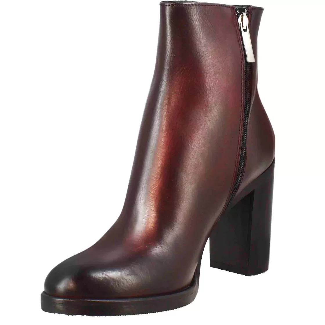 Sale Leonardo Shoes Stivaletto Da Donna Liscio Con Tacco Alto In Pelle Bordeaux