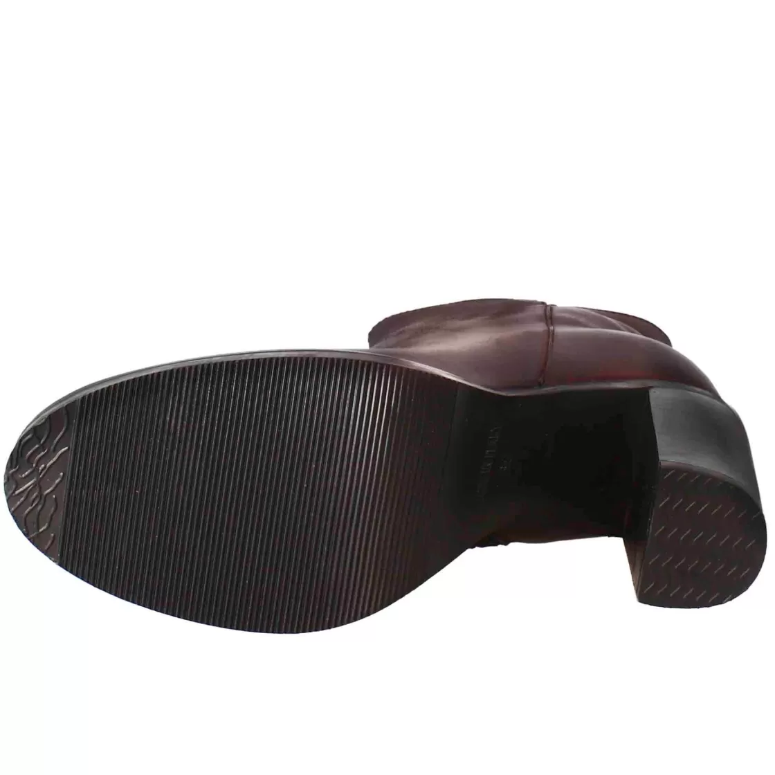 Sale Leonardo Shoes Stivaletto Da Donna Liscio Con Tacco Alto In Pelle Bordeaux