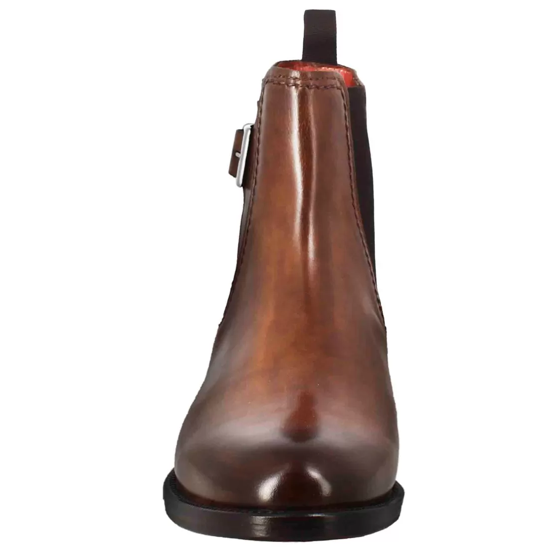 Outlet Leonardo Shoes Stivaletto Da Donna Liscio Con Tacco Basso In Pelle Liscia Colore Chiaro Con Fibbia Laterale Marrone