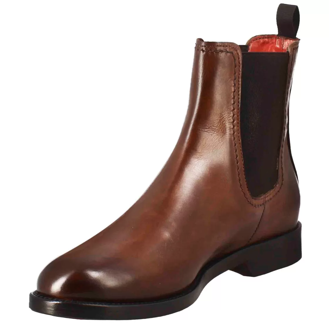 Outlet Leonardo Shoes Stivaletto Da Donna Liscio Con Tacco Basso In Pelle Liscia Colore Chiaro Con Fibbia Laterale Marrone