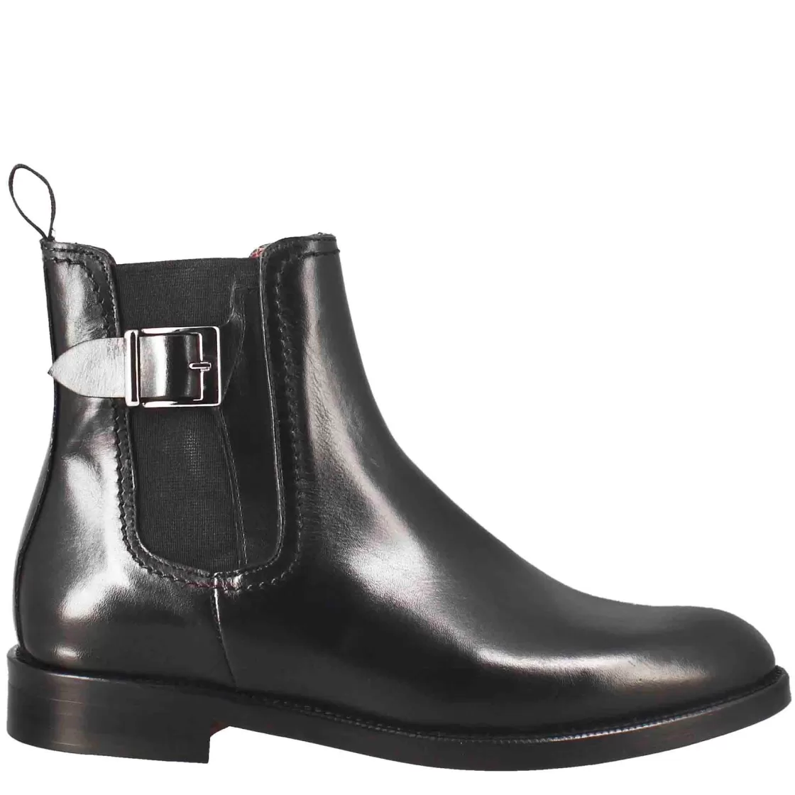 Fashion Leonardo Shoes Stivaletto Da Donna Liscio Con Tacco Basso In Pelle Liscia Colore Con Fibbia Laterale Nero