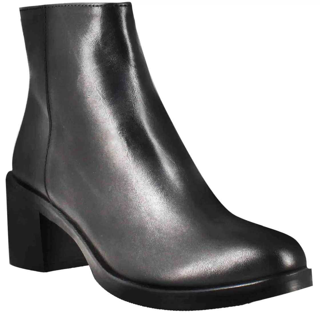 Cheap Leonardo Shoes Stivaletto Da Donna Liscio Con Tacco Medio In Pelle Colore Nero