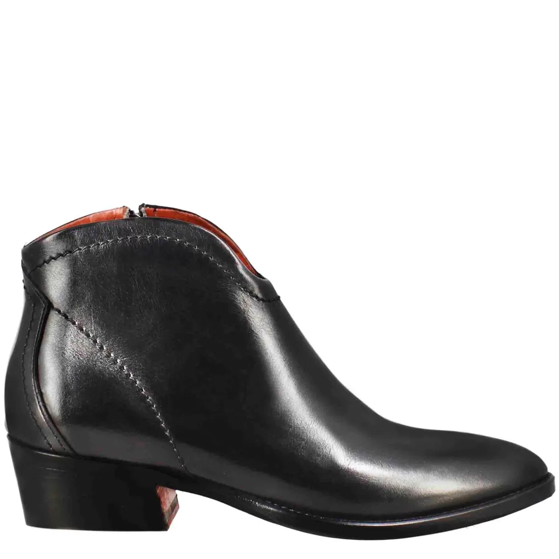 Online Leonardo Shoes Stivaletto Da Donna Liscio Con Tacco Medio In Pelle Colore Nero