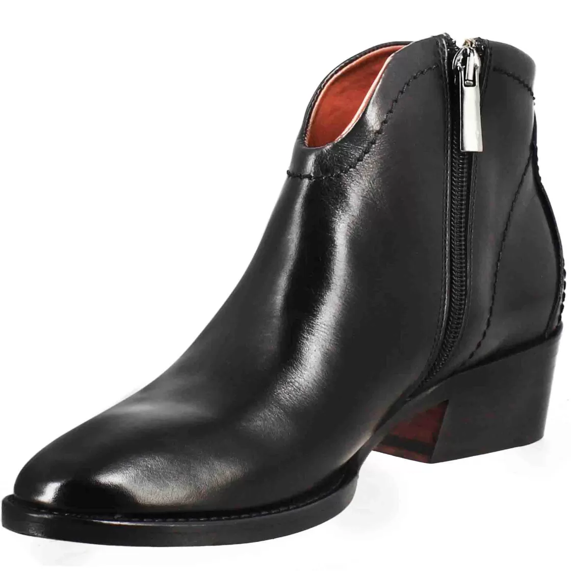 Online Leonardo Shoes Stivaletto Da Donna Liscio Con Tacco Medio In Pelle Colore Nero