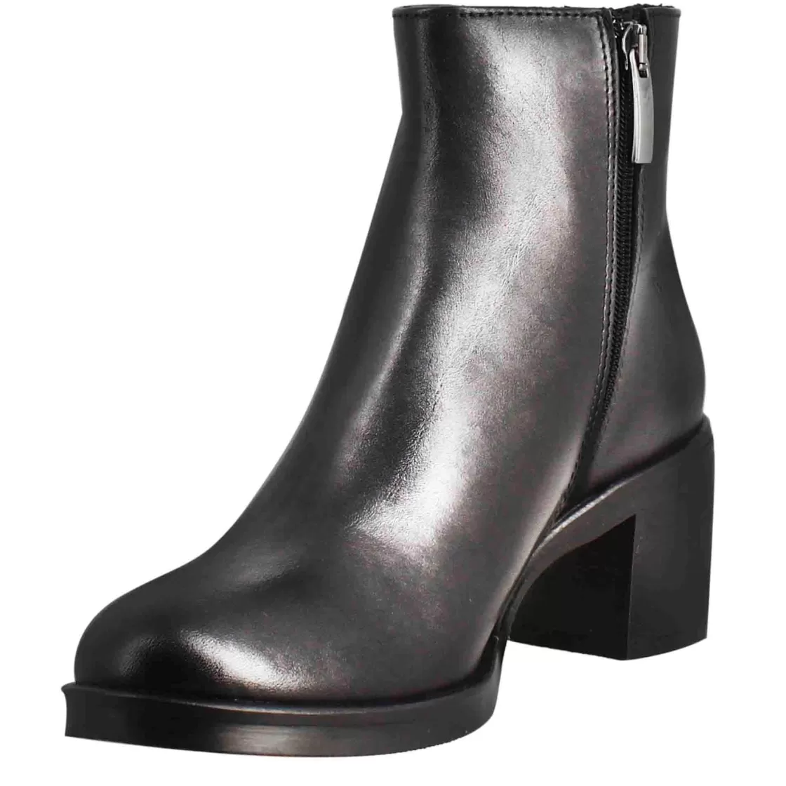 Cheap Leonardo Shoes Stivaletto Da Donna Liscio Con Tacco Medio In Pelle Colore Nero