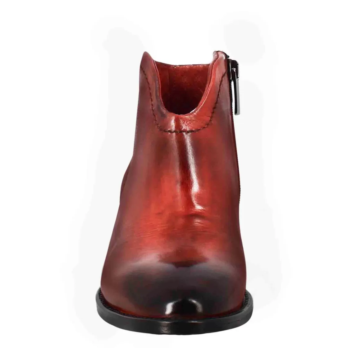 Outlet Leonardo Shoes Stivaletto Da Donna Liscio Con Tacco Medio In Pelle Colore Rosso