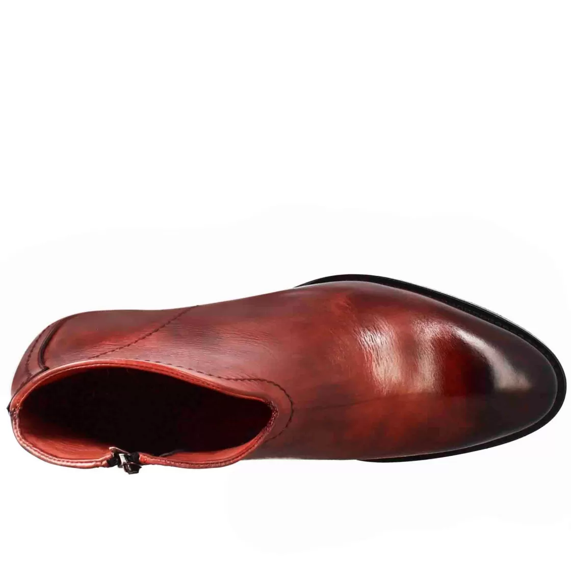 Outlet Leonardo Shoes Stivaletto Da Donna Liscio Con Tacco Medio In Pelle Colore Rosso