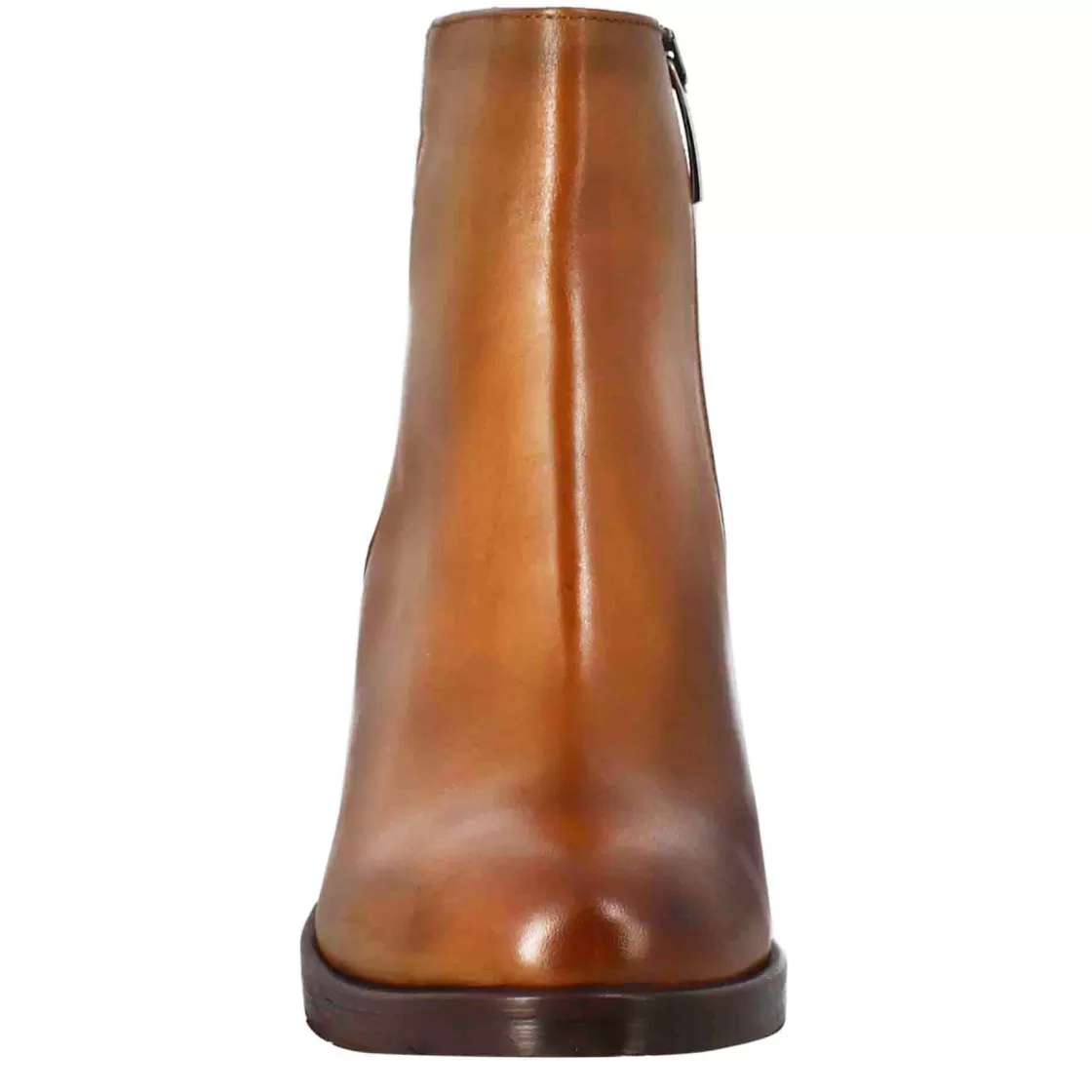 Fashion Leonardo Shoes Stivaletto Da Donna Liscio Con Tacco Medio In Pelle Marrone