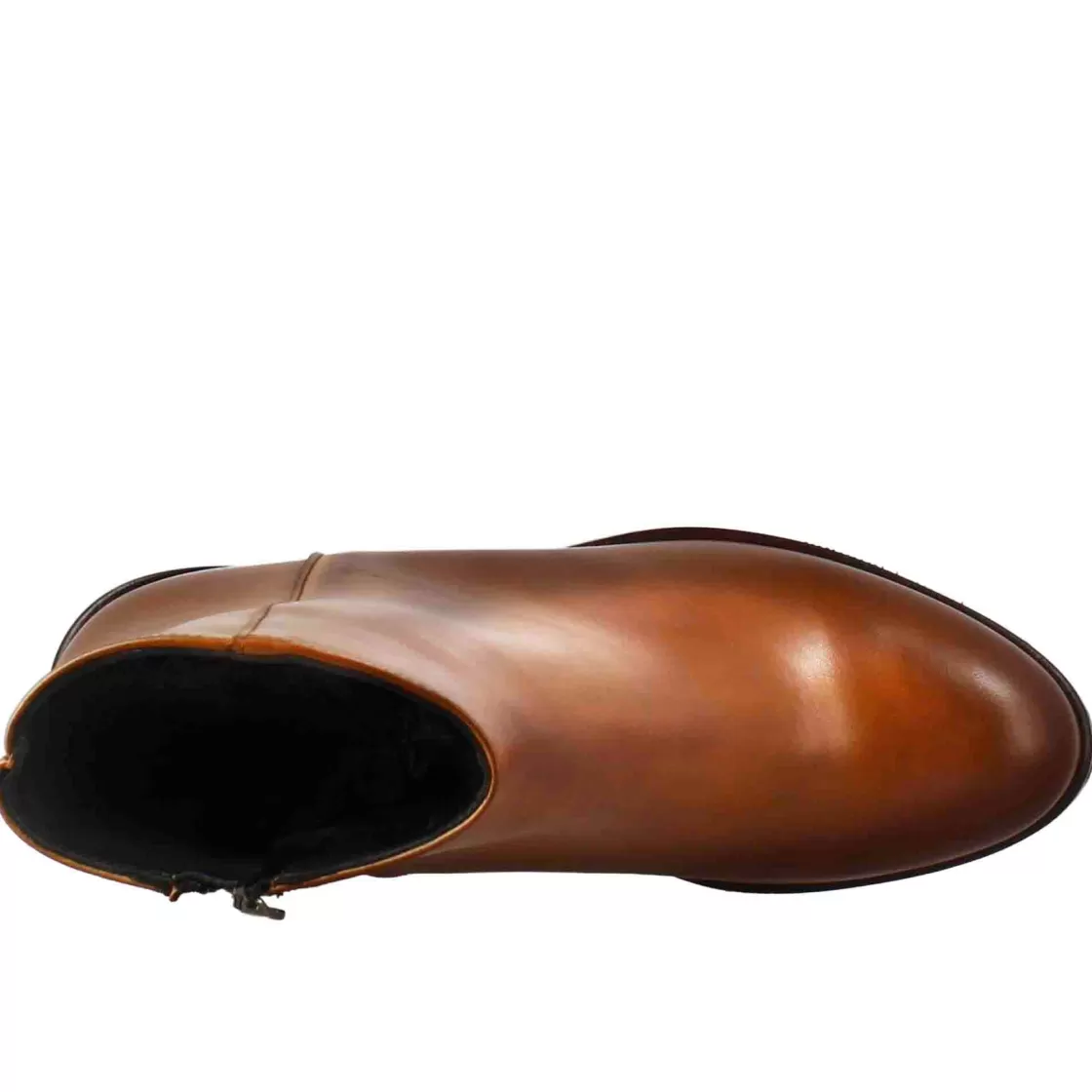 Fashion Leonardo Shoes Stivaletto Da Donna Liscio Con Tacco Medio In Pelle Marrone