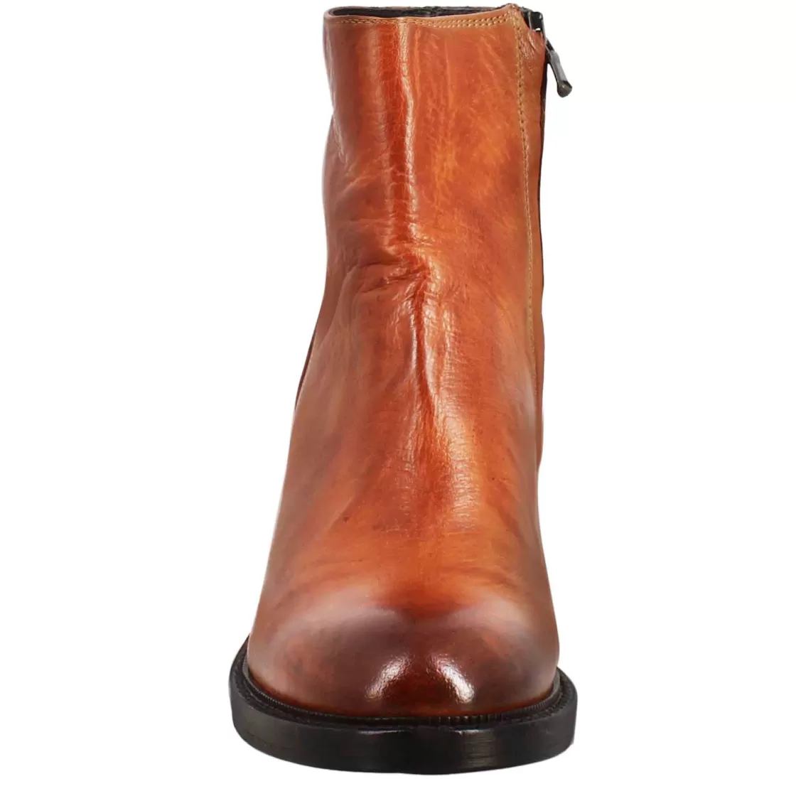 Cheap Leonardo Shoes Stivaletto Diver Basso Da Donna Con Tacco In Pelle Lavata Colore Cuoio Scuro Marrone