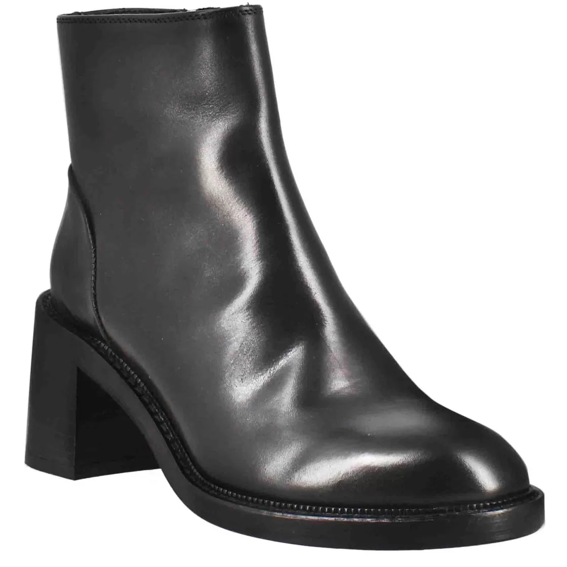 Clearance Leonardo Shoes Stivaletto Diver Basso Da Donna Con Tacco In Pelle Lavata Colore Nero