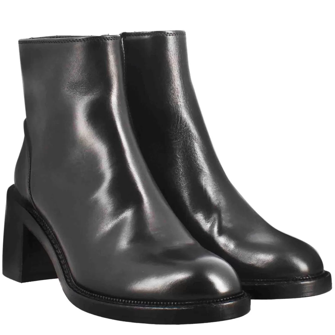 Clearance Leonardo Shoes Stivaletto Diver Basso Da Donna Con Tacco In Pelle Lavata Colore Nero