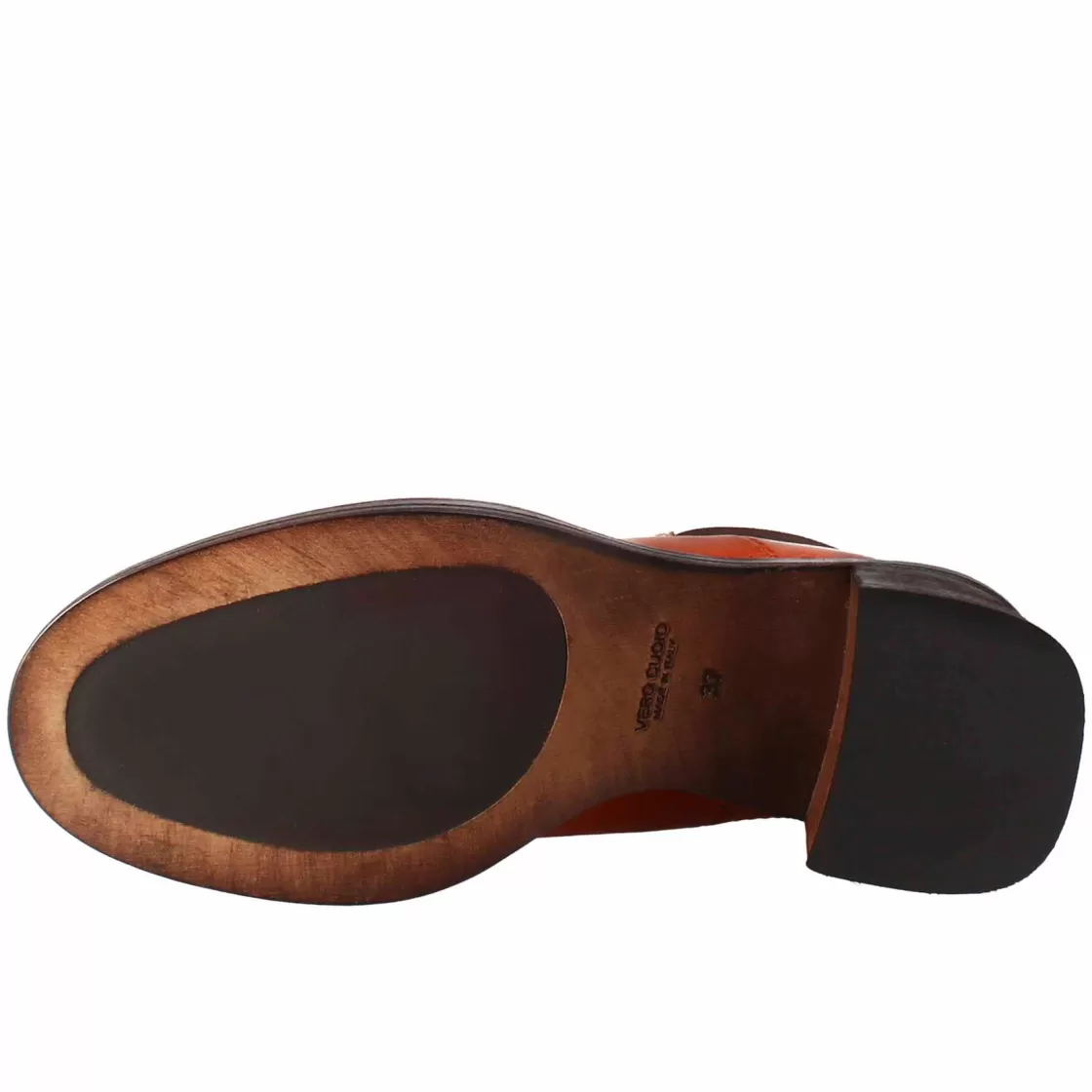 Clearance Leonardo Shoes Stivaletto Diver Chelsea Da Donna Con Tacco In Pelle Lavata Colore Cuoio Marrone