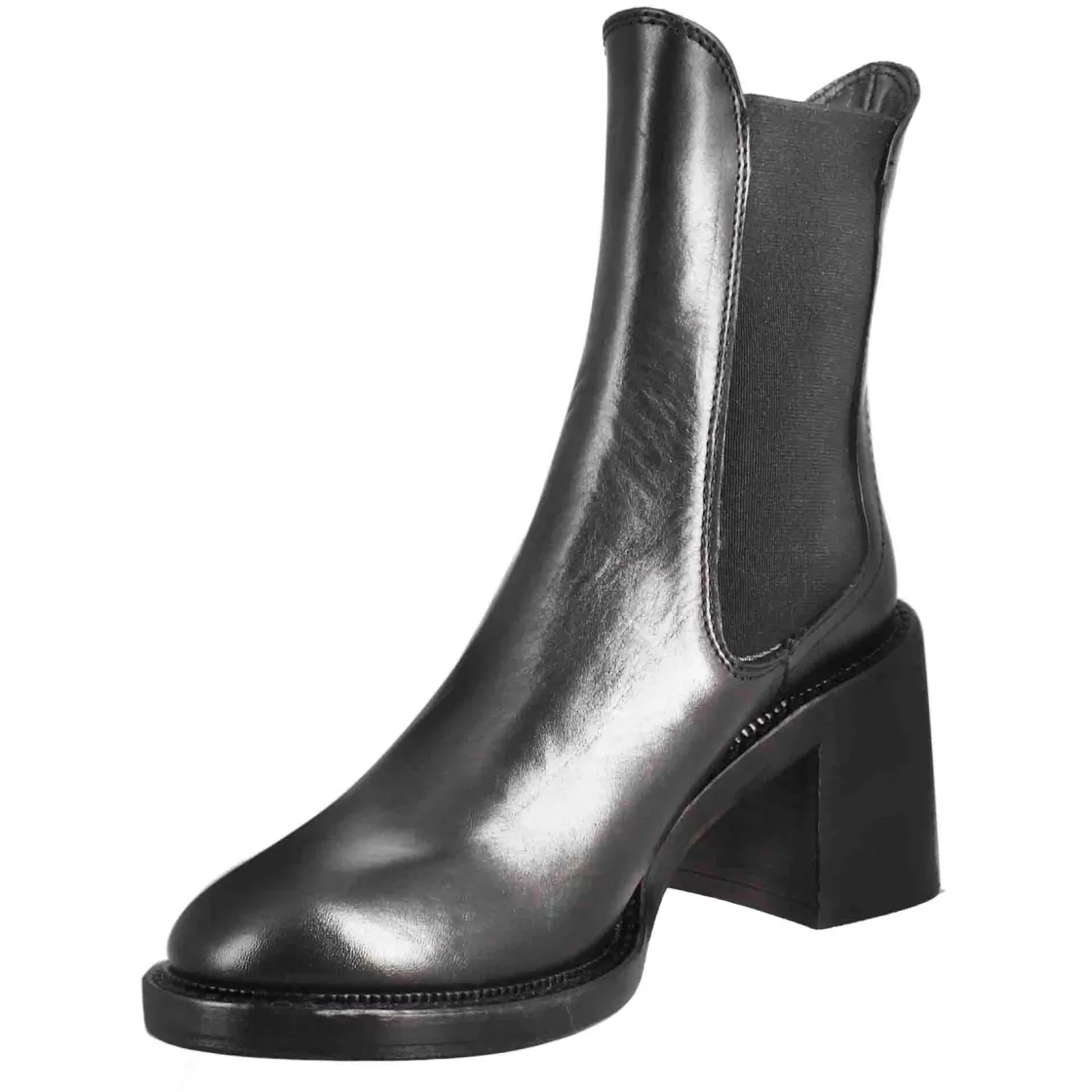Sale Leonardo Shoes Stivaletto Diver Chelsea Da Donna Con Tacco In Pelle Lavata Colore Nero