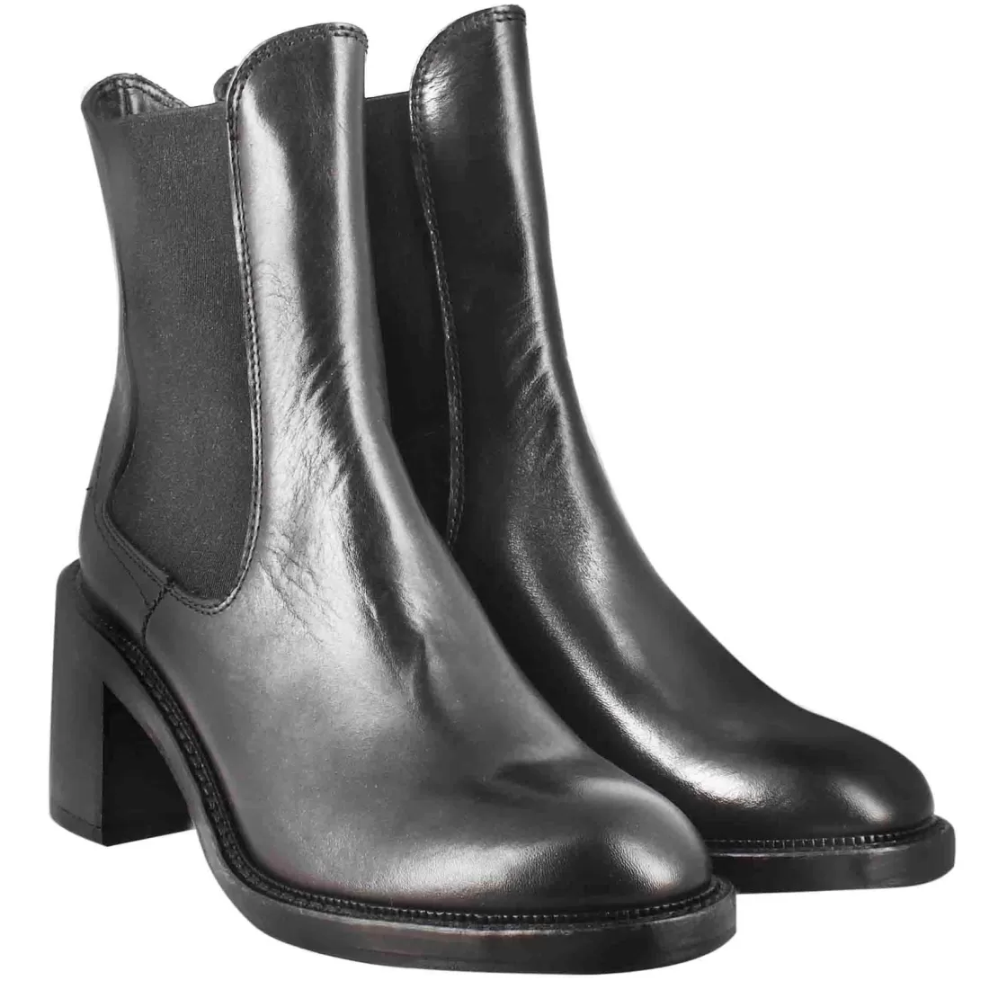 Sale Leonardo Shoes Stivaletto Diver Chelsea Da Donna Con Tacco In Pelle Lavata Colore Nero