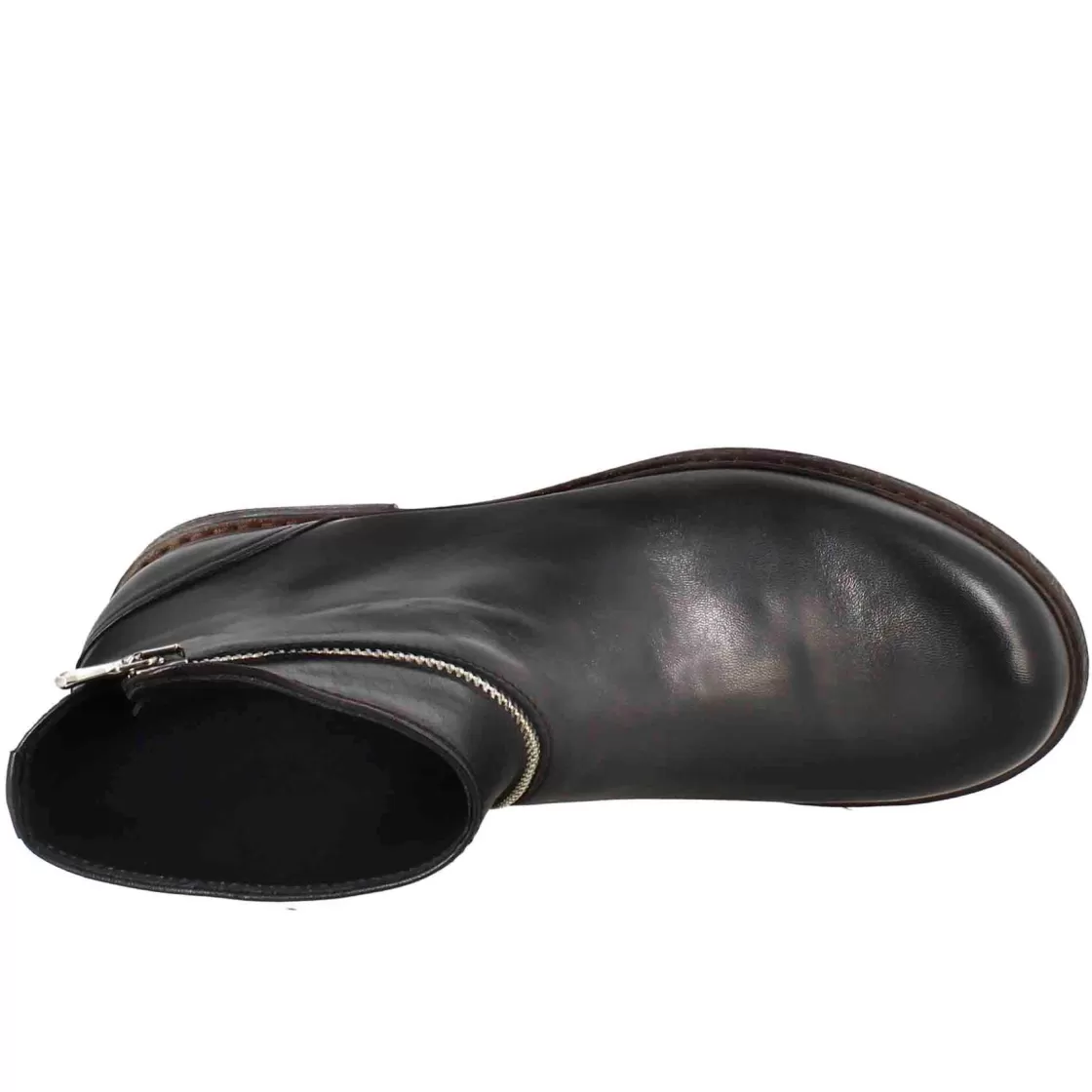 Fashion Leonardo Shoes Stivaletto Paupa Da Donna In Pelle Lavata Colore Con Doppia Zip Nero