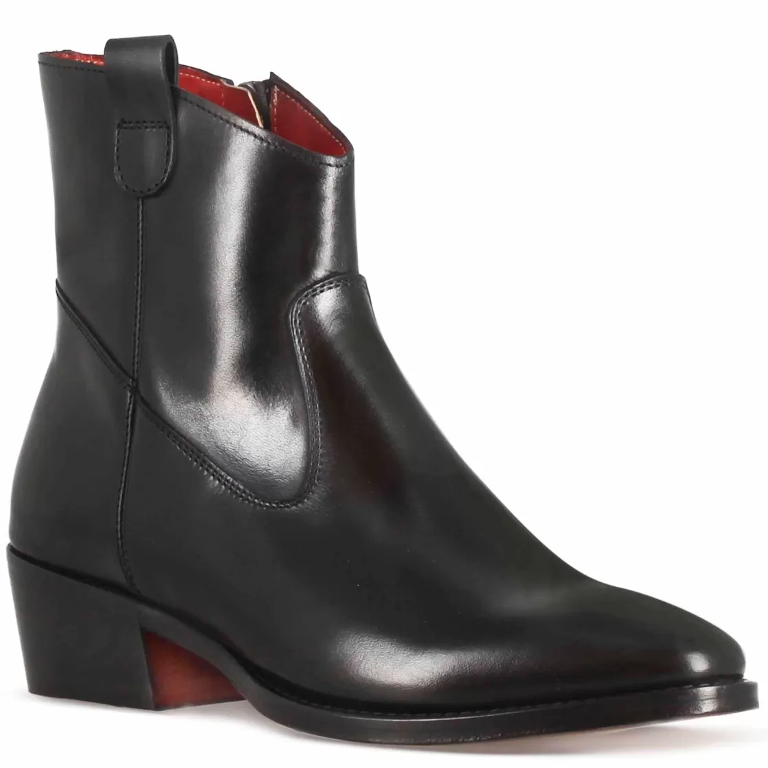 Cheap Leonardo Shoes Stivaletto Sopra Alla Caviglia Stile Texano Da Donna In Pelle Colore Nero